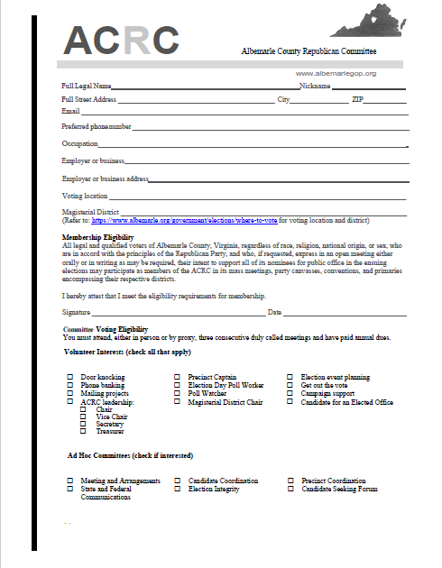 ACRC Membership Application